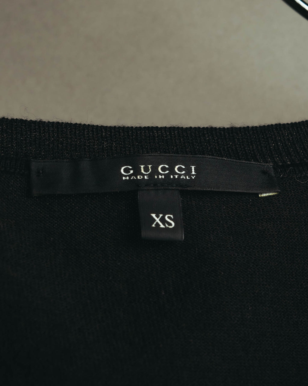 "GUCCI" 90's-10's Delicate lace-trim knit tank top