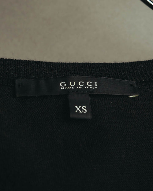 "GUCCI" 90's-10's Delicate lace-trim knit tank top