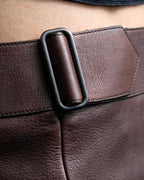 "Hermes by Gaultier" Round Pocket Wine Red Leather Skirt