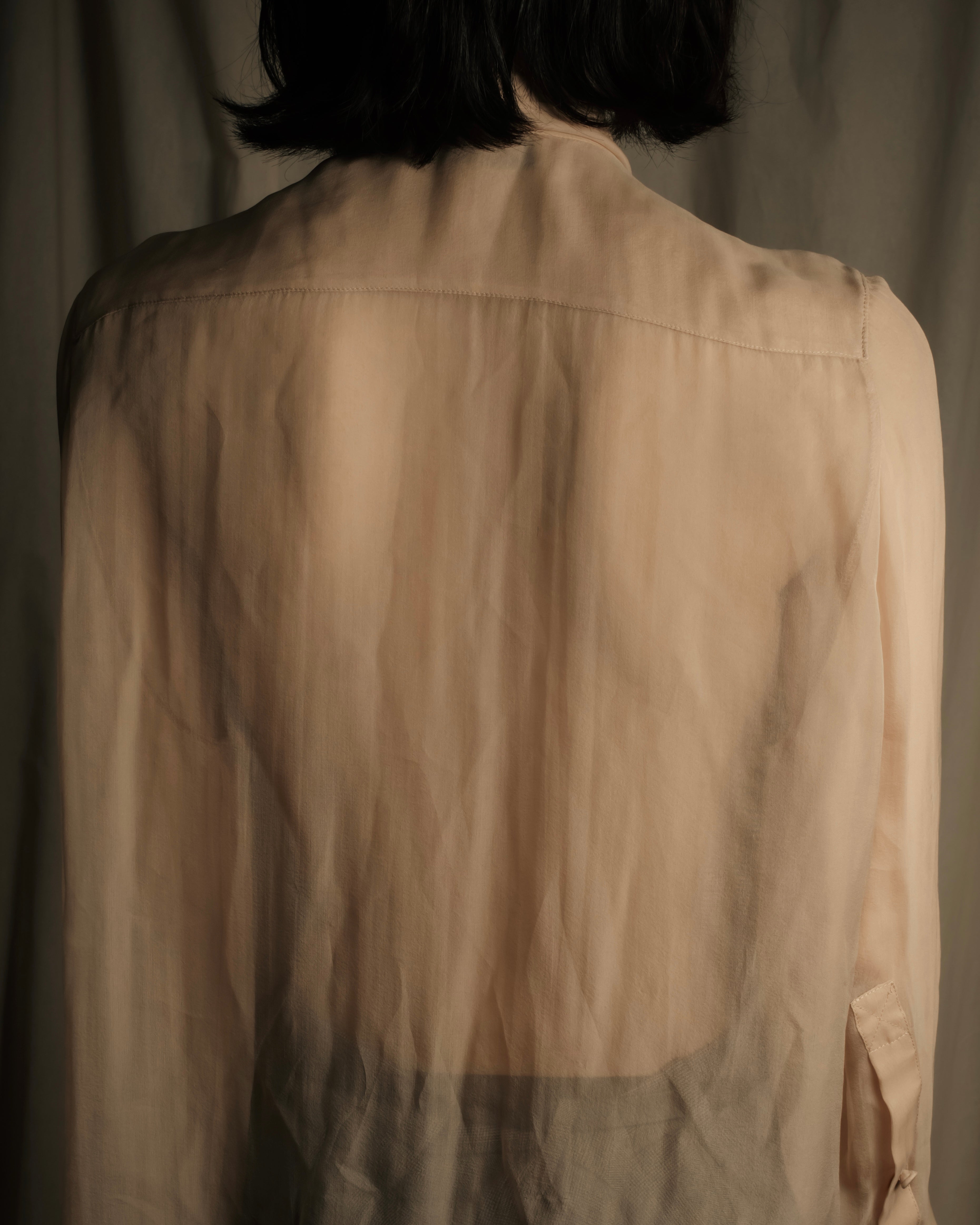 "VALENTINO" Ruffle detail sheer bowtie blouse
