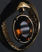 "Vintage" 80’s Sculptural oval stone pendant necklace