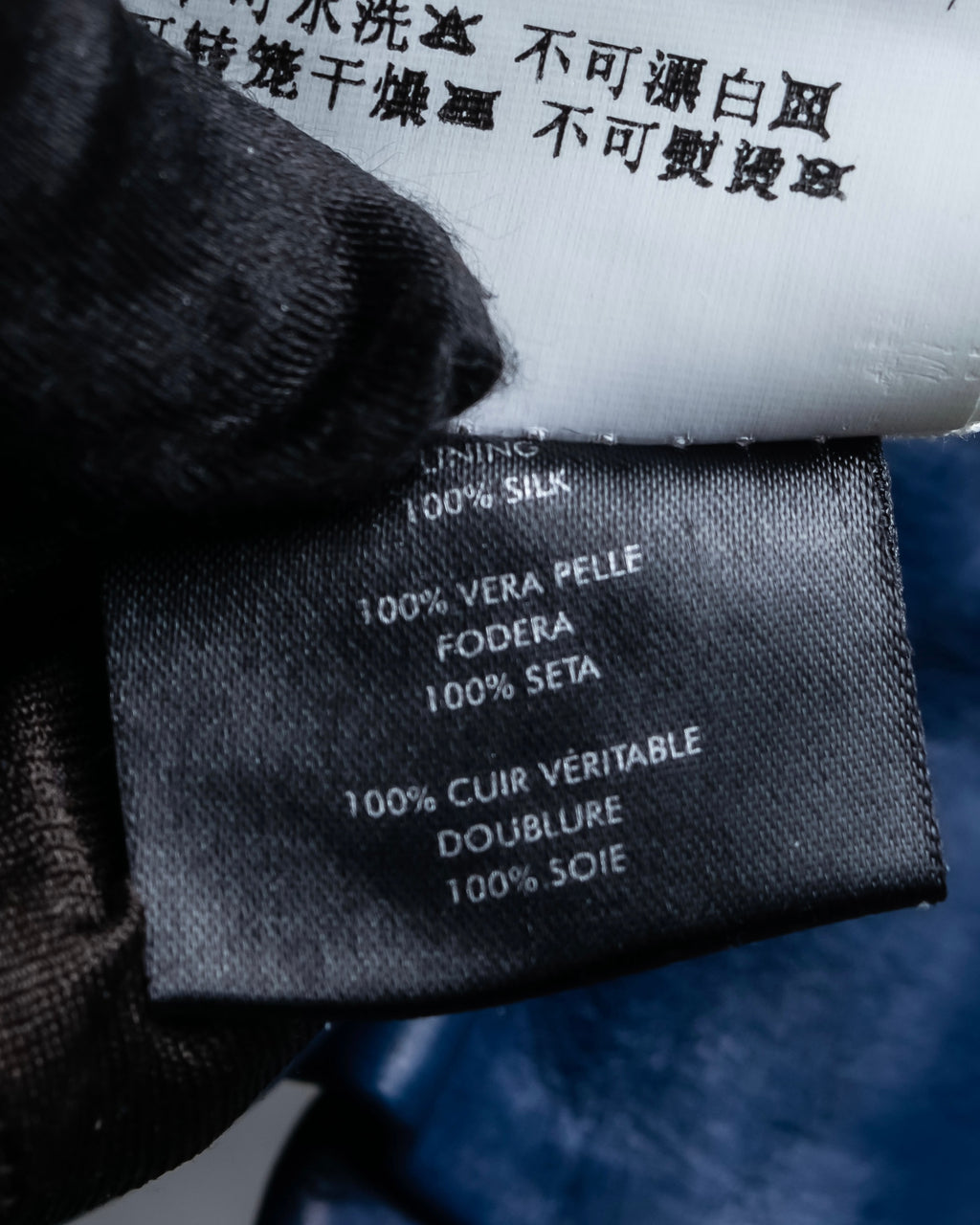 "GUCCI" Ribbon＆charm design blue leather gloves