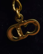 "Christian Dior" Round plate motif gold necklace
