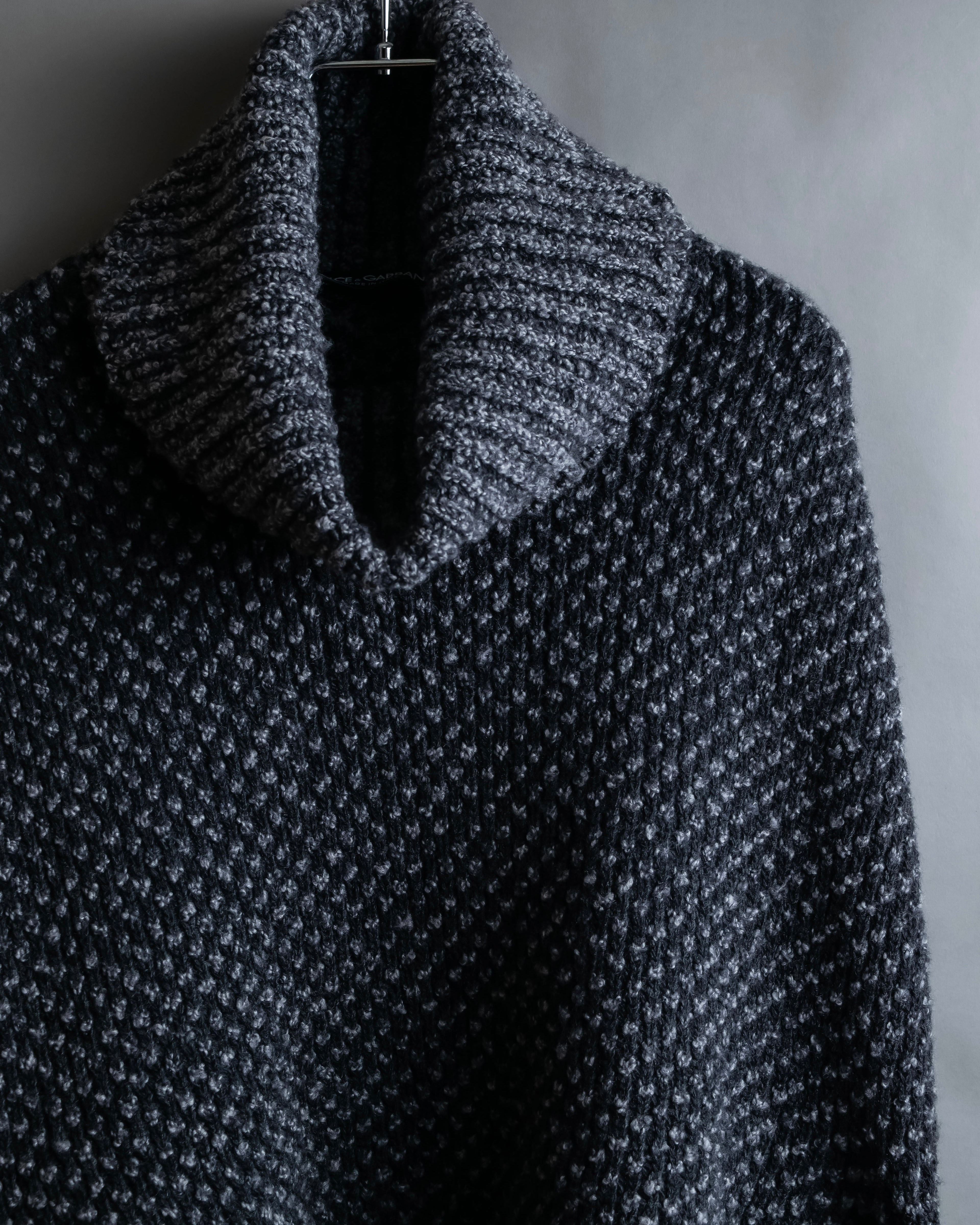 "DOLCE & GABBANA" Poncho silhouette waffle knit pullover