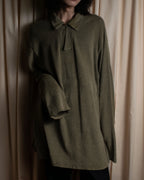 "Vintage herringbone long sleeve polo shirt"