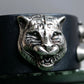 "GUCCI" Cat head motif stud design leather bracelet