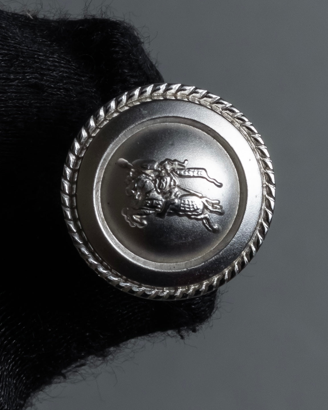 "BURBERRYS" Equestrian Knight engraved silver cufflinks
