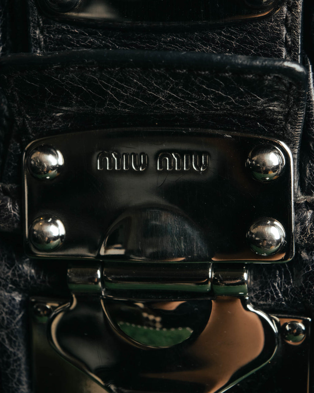-SPECIAL- "MIU MIU" 00's-10's Glossy gathered leather handbag