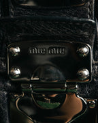 -SPECIAL- "MIU MIU" 00's-10's Glossy gathered leather handbag