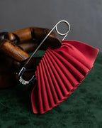"LOEWE"  Red pleated motif safety pin brooch