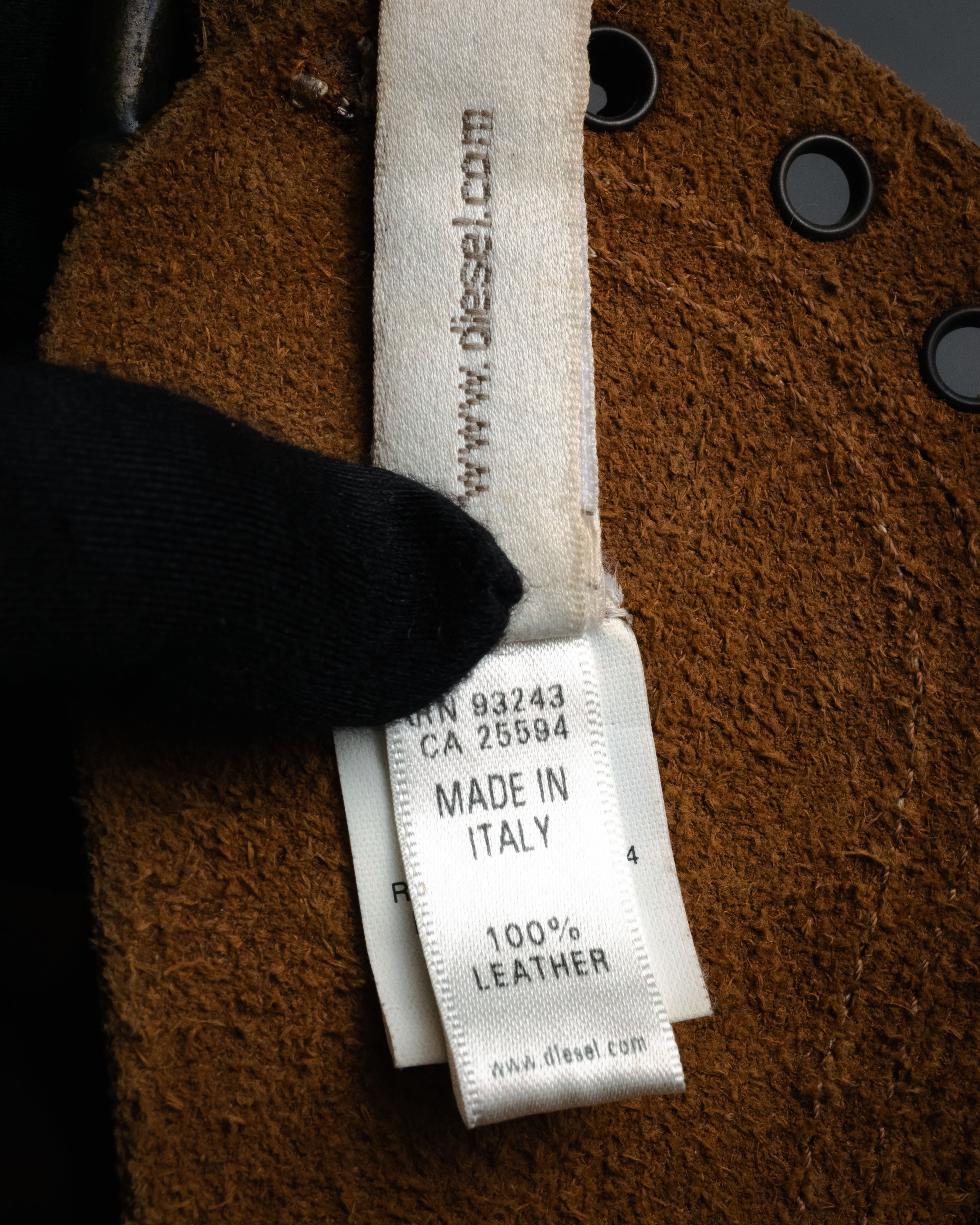 “DIESEL” 2000’s Studded craft leather belt