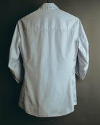 -SPECIAL- "Christian Dior" 00's-10's Embellished shield crest striped ruched sleeve shirt