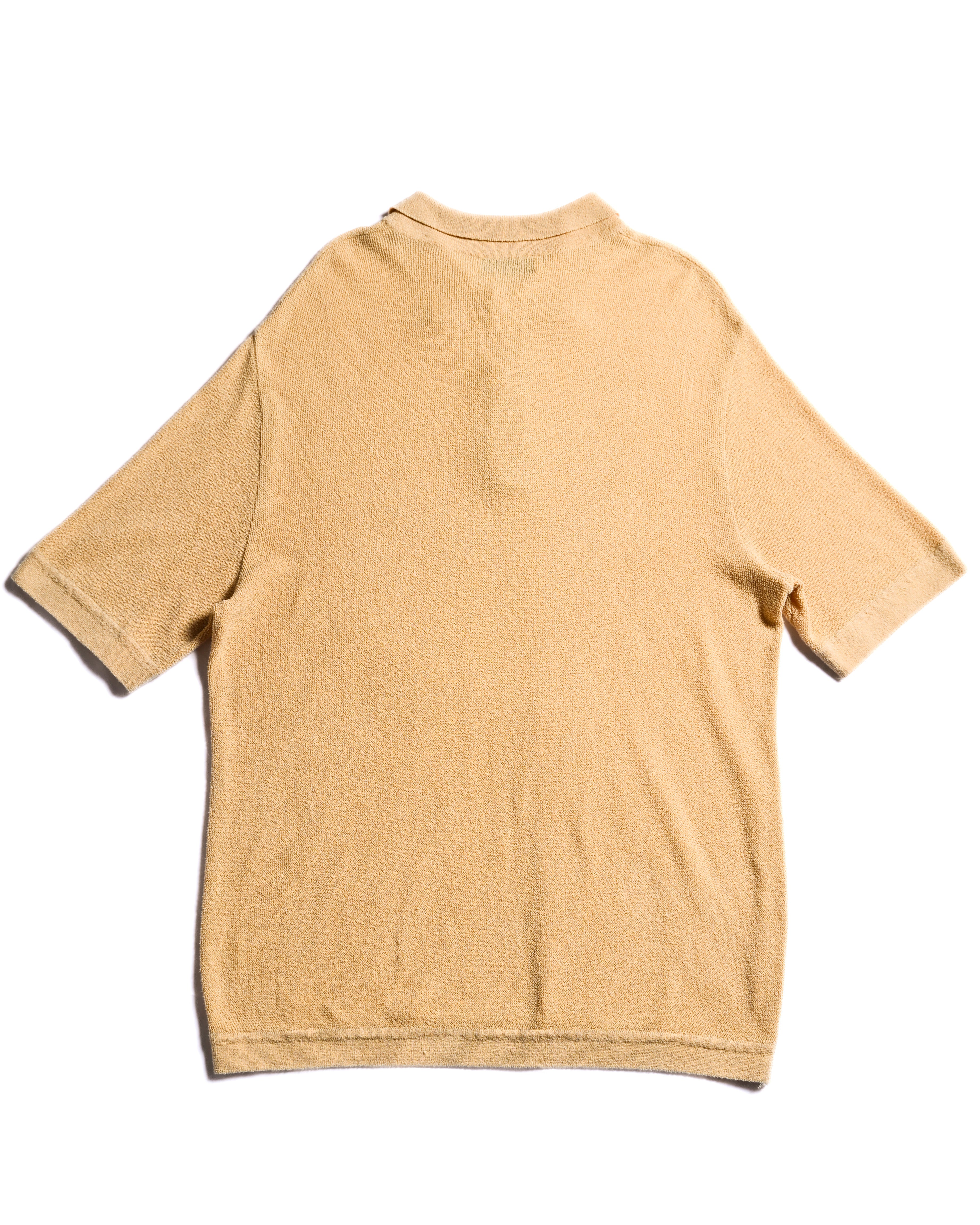 VINTAGE/ Relax Sized Summer Knit Polo Shirt Yellow