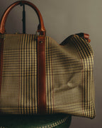"Polo Ralph Lauren" 80's-90's Houndstooth leather trim travel bag