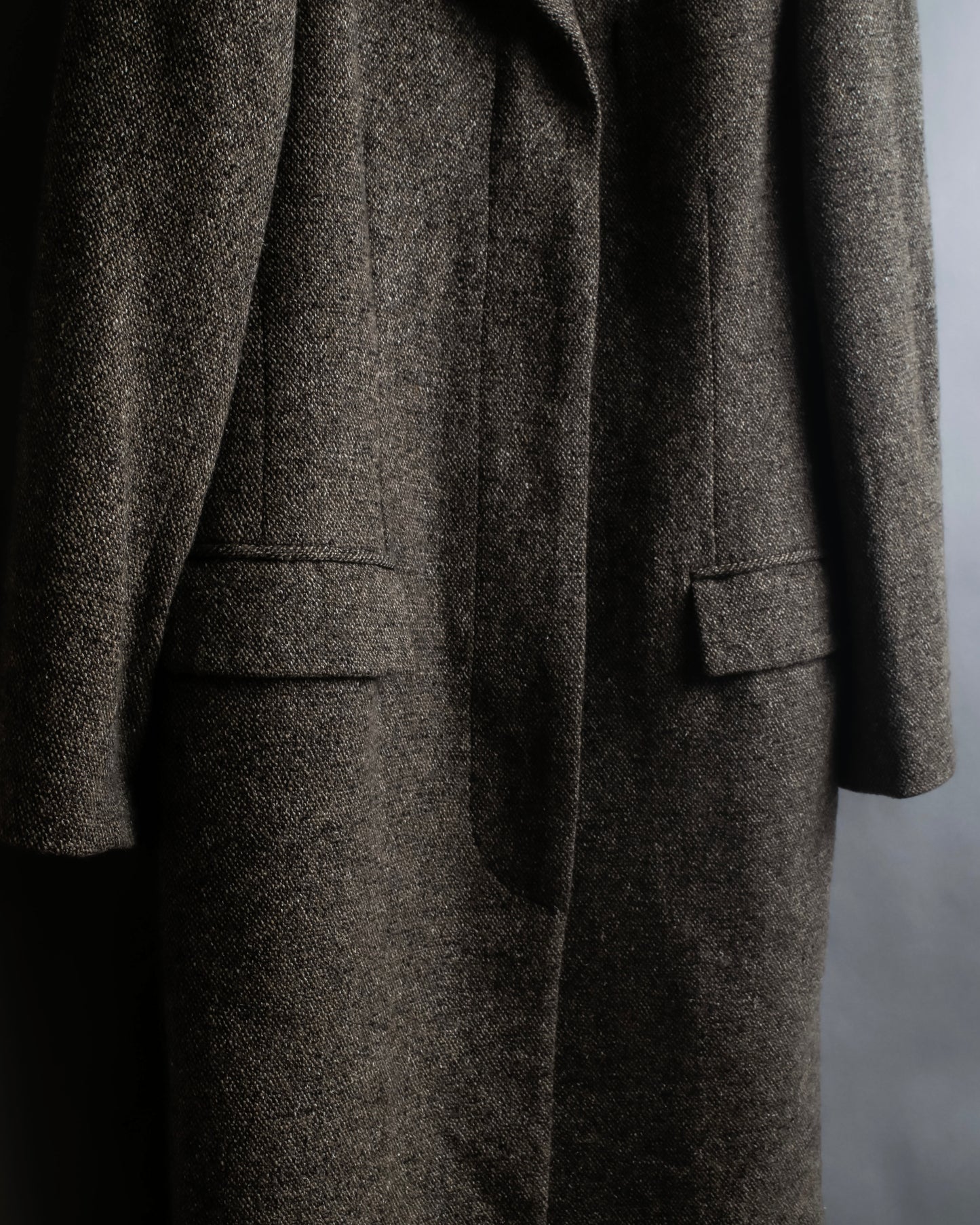 "Yves Saint Laurent Rive Gauche"
Fly front tweed chester coat