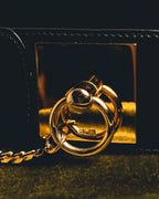 "CELINE" 18's-Glossy black chain leather belt