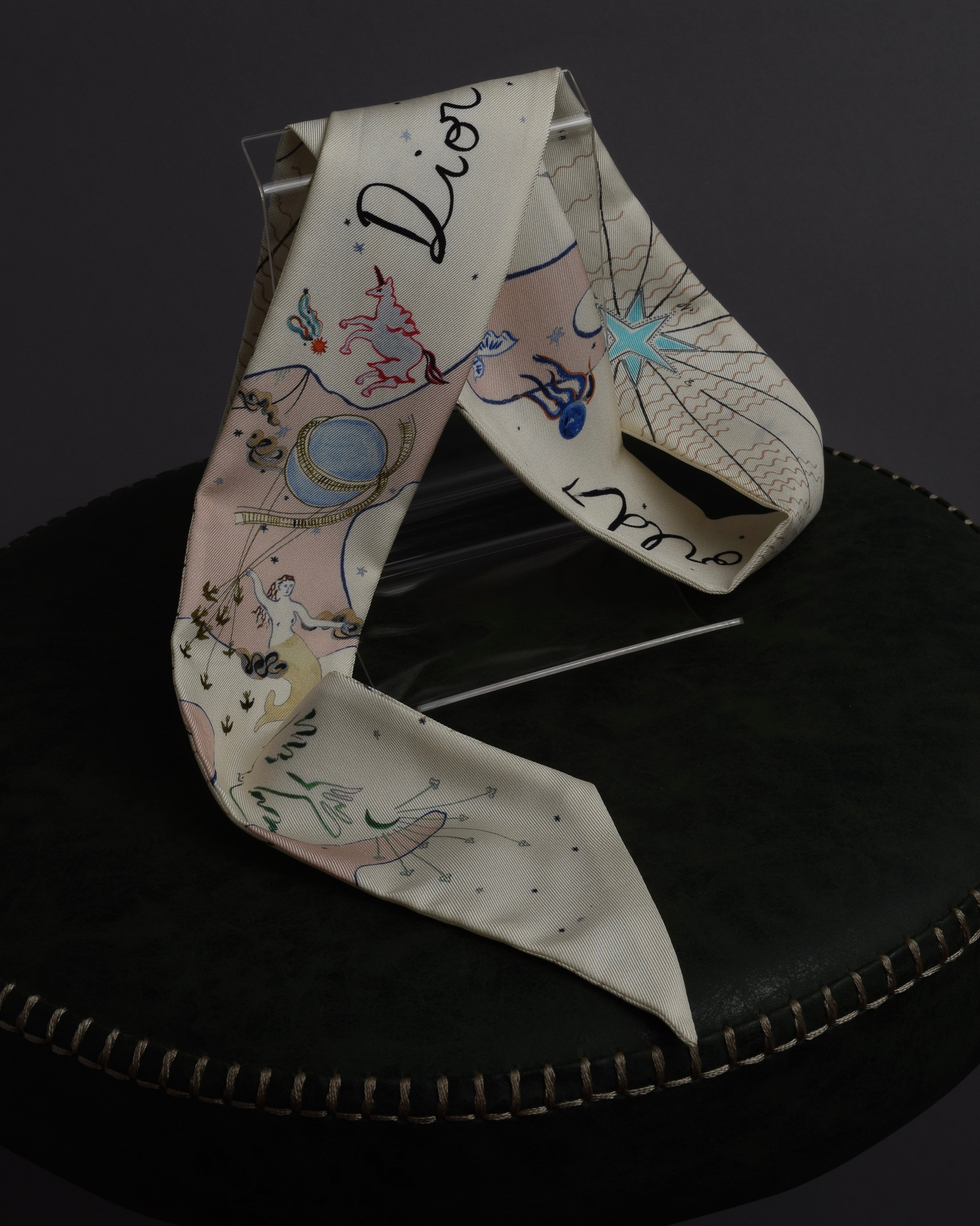 "Christian Dior" Dior Explore allegorical motif twilly mitzah scarf