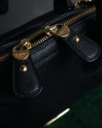 “Salvatore Ferragamo” 2000’s Pebbled leather turn lock bag