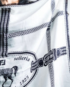 "FENDI" Horse motif FF logo Selleria large scarf