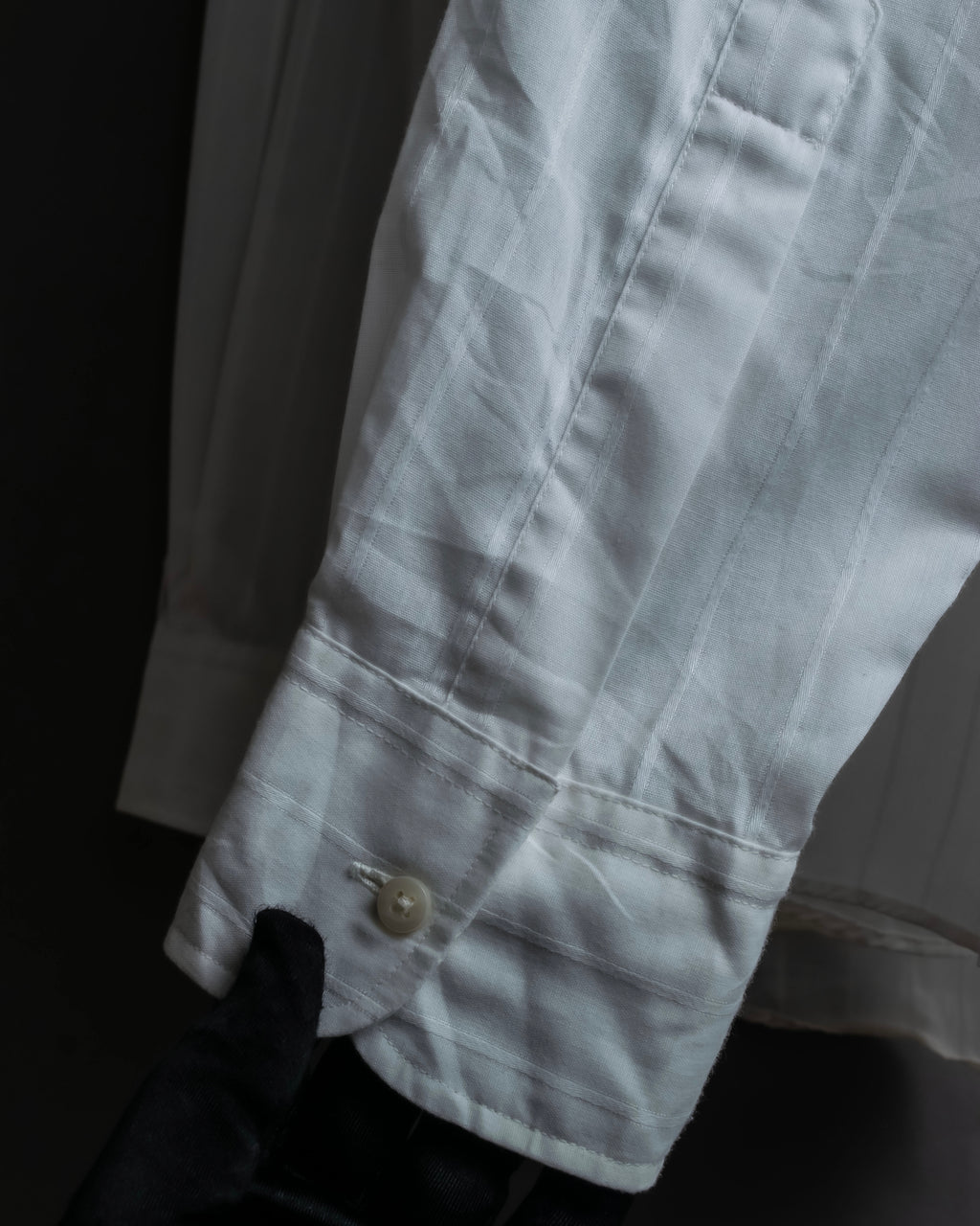 "YVES SAINT LAURENT" 1980's striped weave white shirt