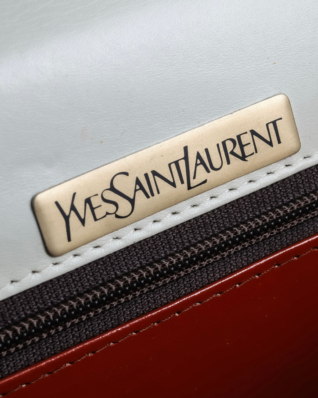 "YVES SAINT LAURENT" Large tab detail white leather shoulder bag