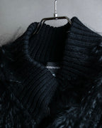 "EMPORIO ARMANI"  Fur fringe design cropped sleeve pullover