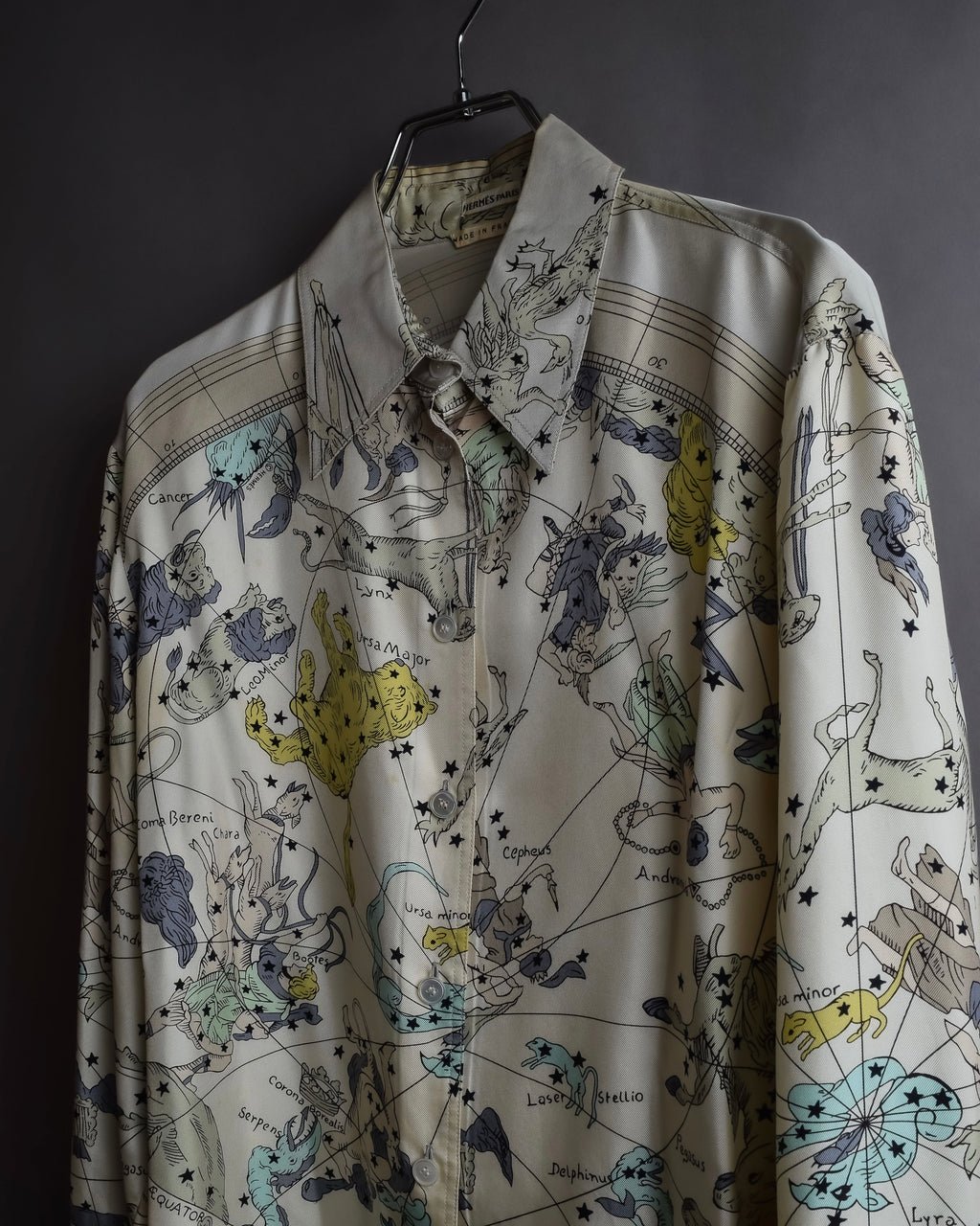 "HERMES" Margiela period Les Étoiles, Stars silk shirt