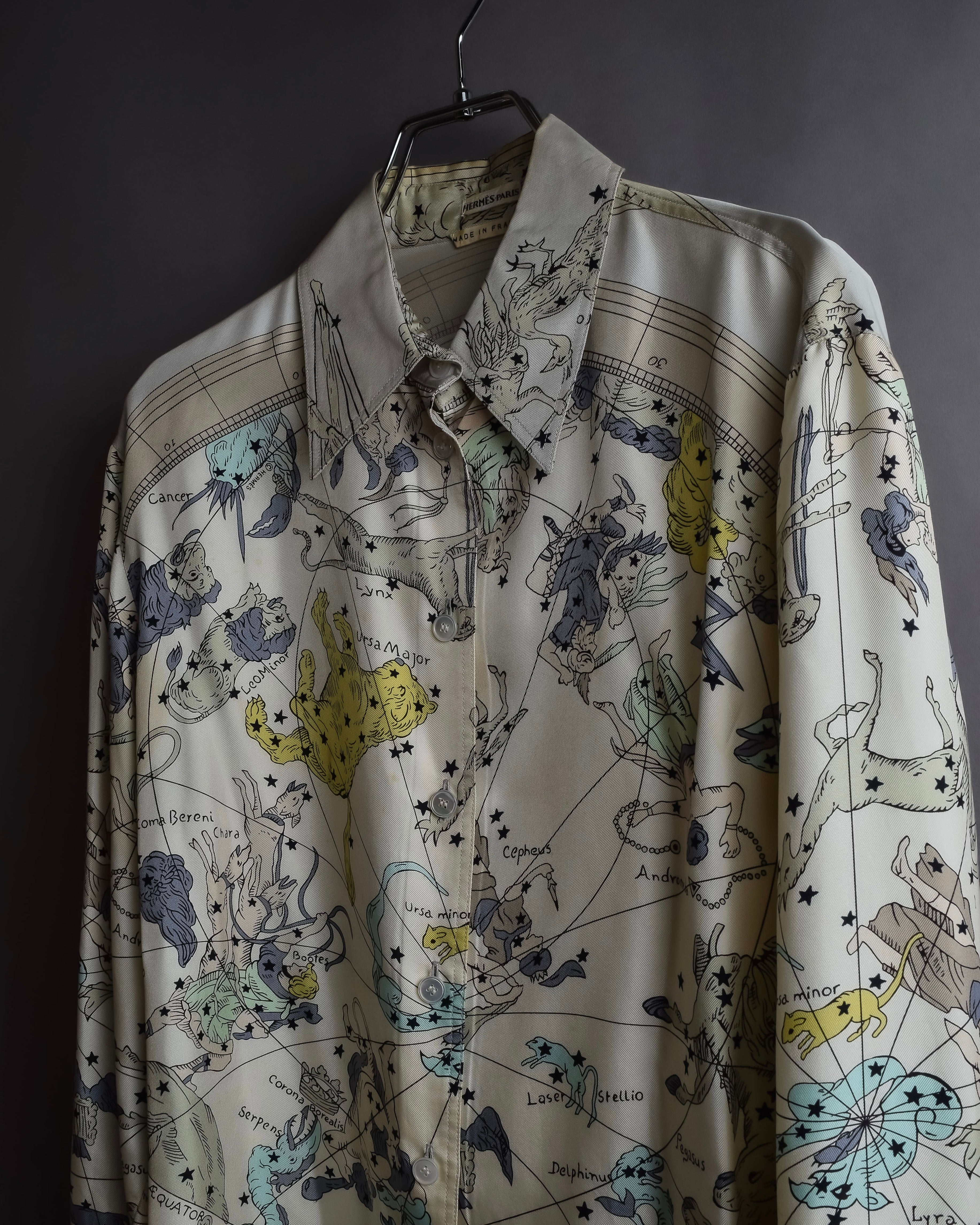 "HERMES" Margiela period Les Étoiles, Stars silk shirt