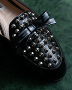 "MIU MIU" Stud＆ribbon design metal heel pumps