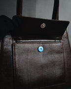 "Yves Saint Laurent" Late 80’s-90’s lizard embossed framed top handle bag