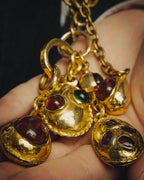 -SPECIAL - “CHANEL” 70’s-80’s Gripoix glass cabochon charm sautoir necklace