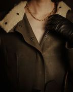 –SPECIAL– "HERMES" 90’s-00’s Sculptural hooded deerskin belted coat