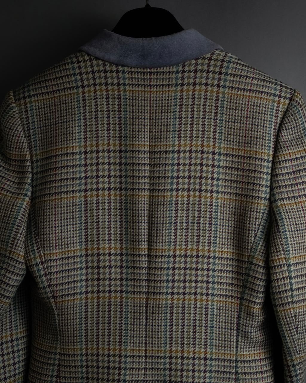 "CELINE" 90’s–00’s checked velvet collar coat