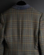 "CELINE" 90’s–00’s checked velvet collar coat
