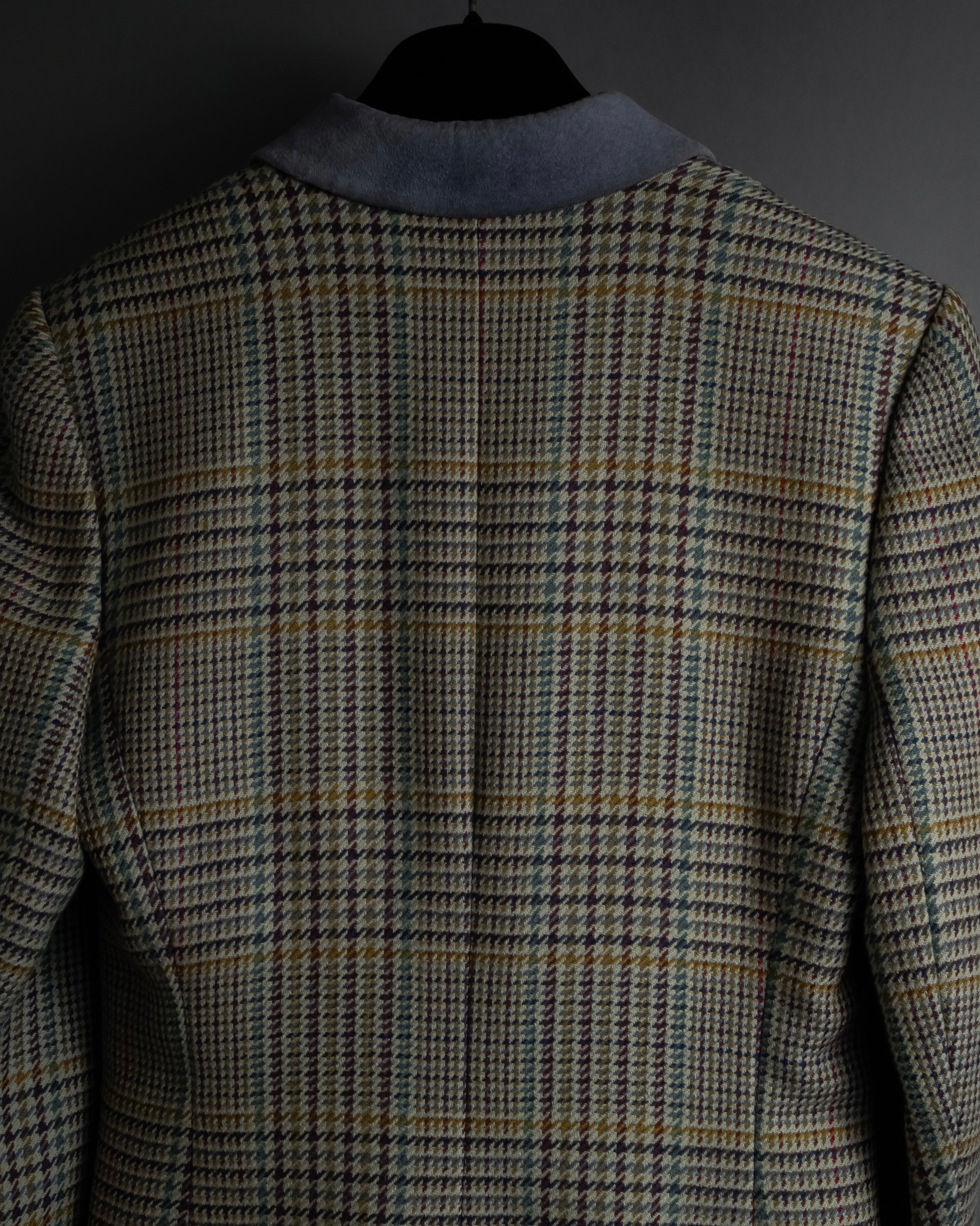"CELINE" 90’s–00’s checked velvet collar coat