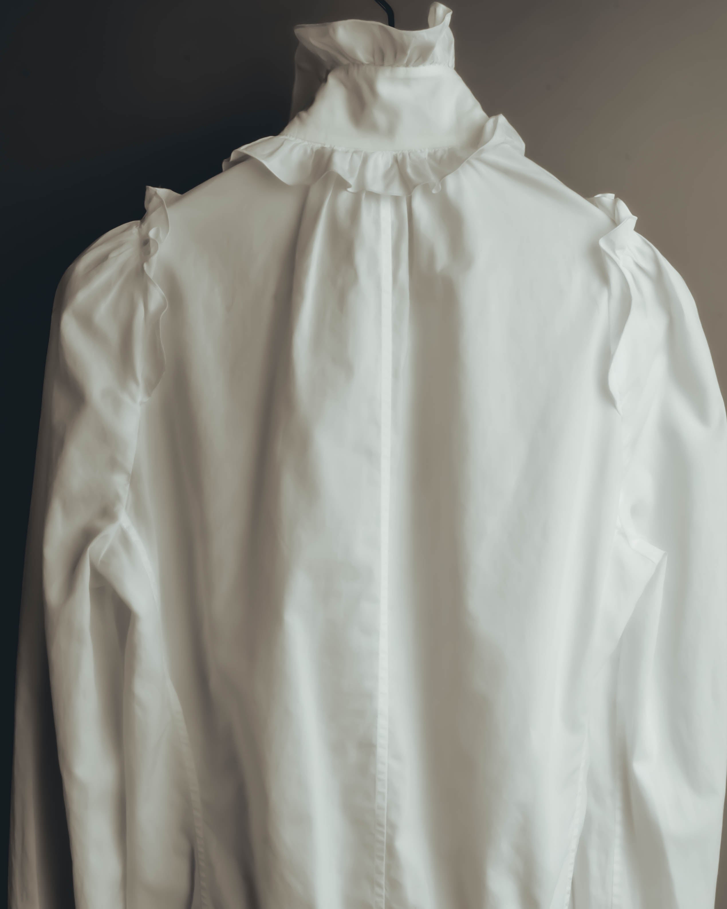-SPECIAL- “YVES SAINT LAURENT” 70’s-90’s Ruffled high-neck blouse