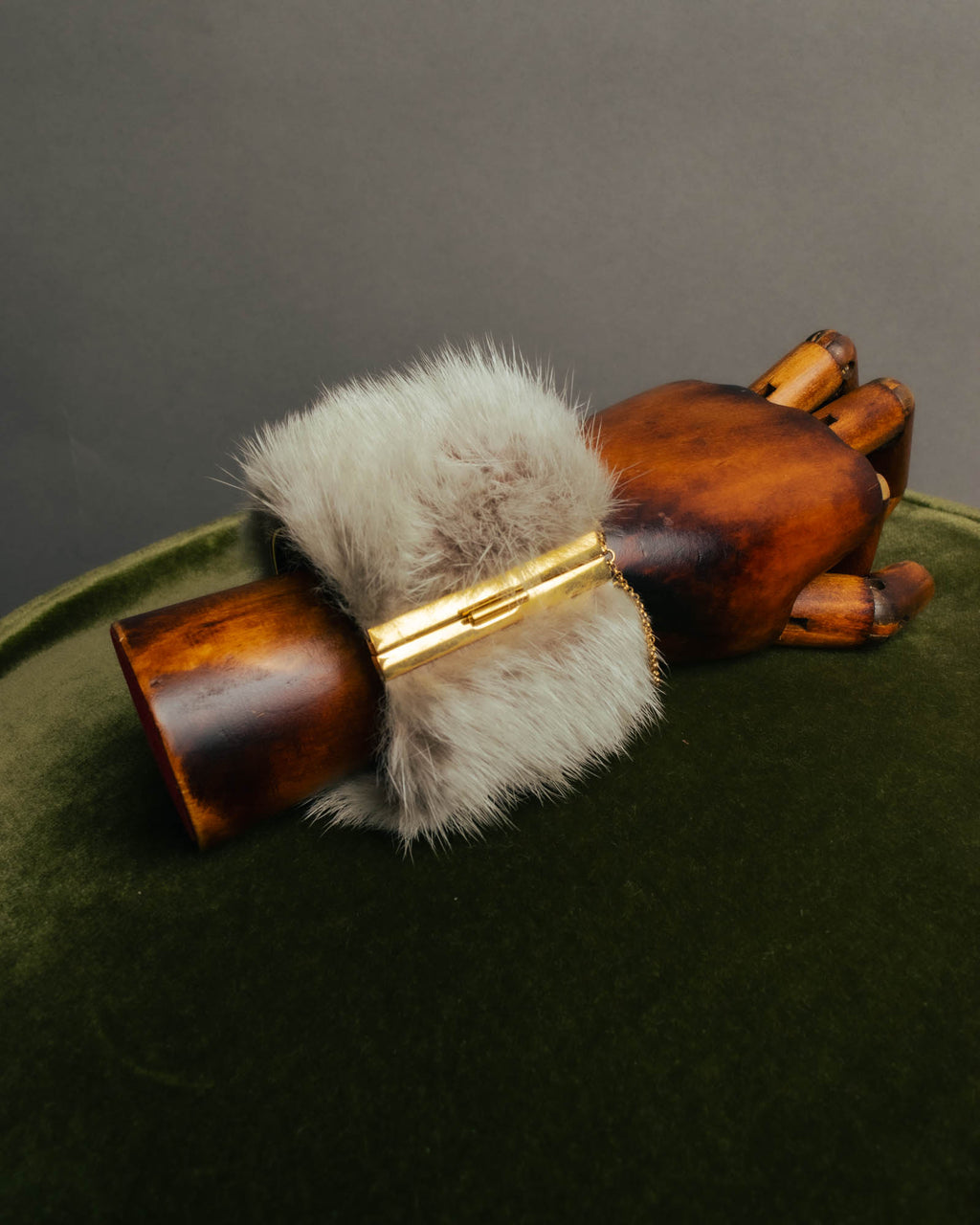 “CELINE” 2010’s Fur covered cuff bracelet
