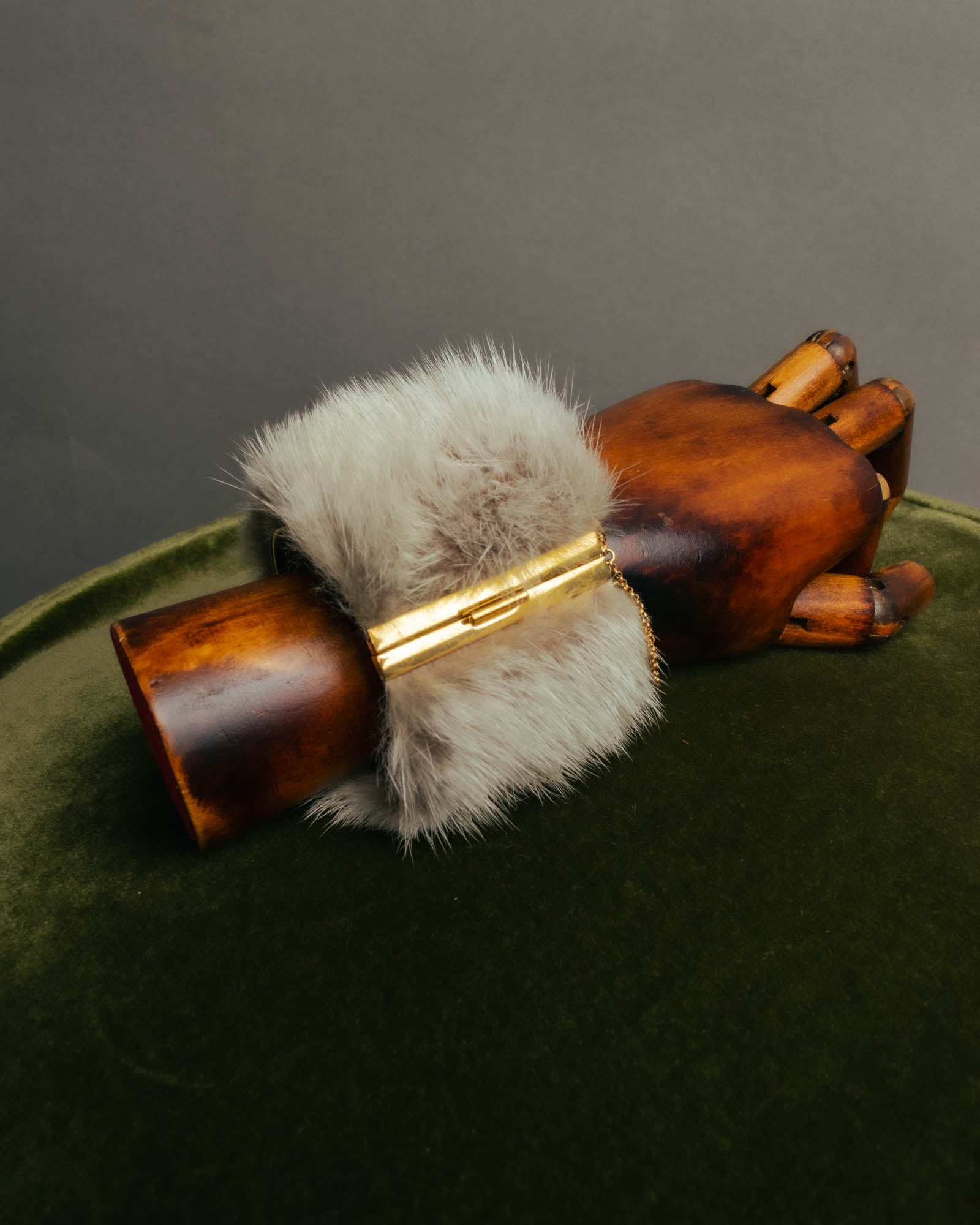 “CELINE” 2010’s Fur covered cuff bracelet