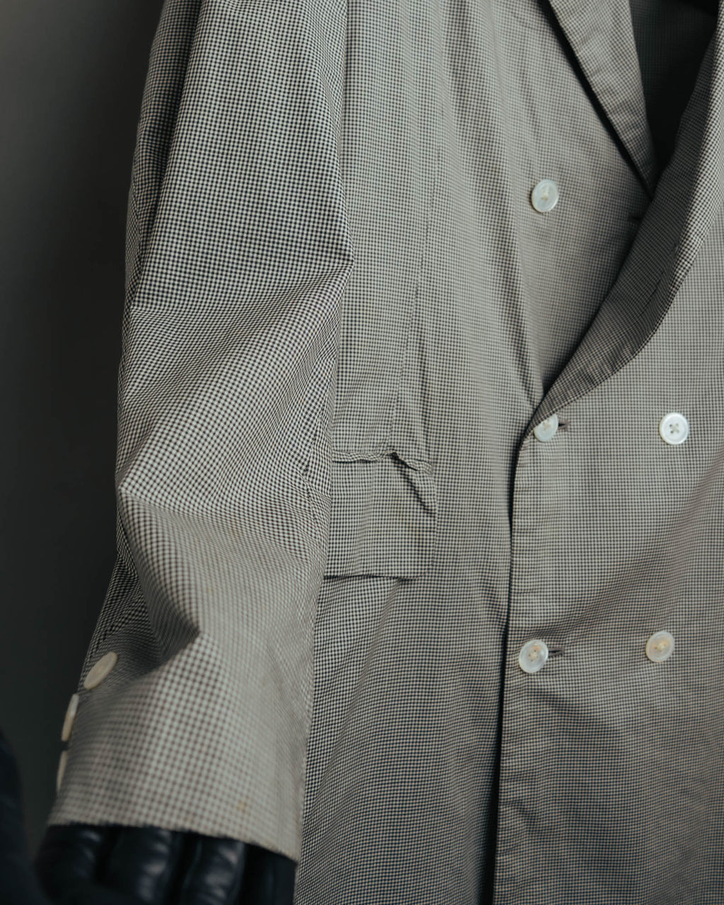 -SPECIAL- "Y's for men" 80's Double breasted houndstooth long jacket