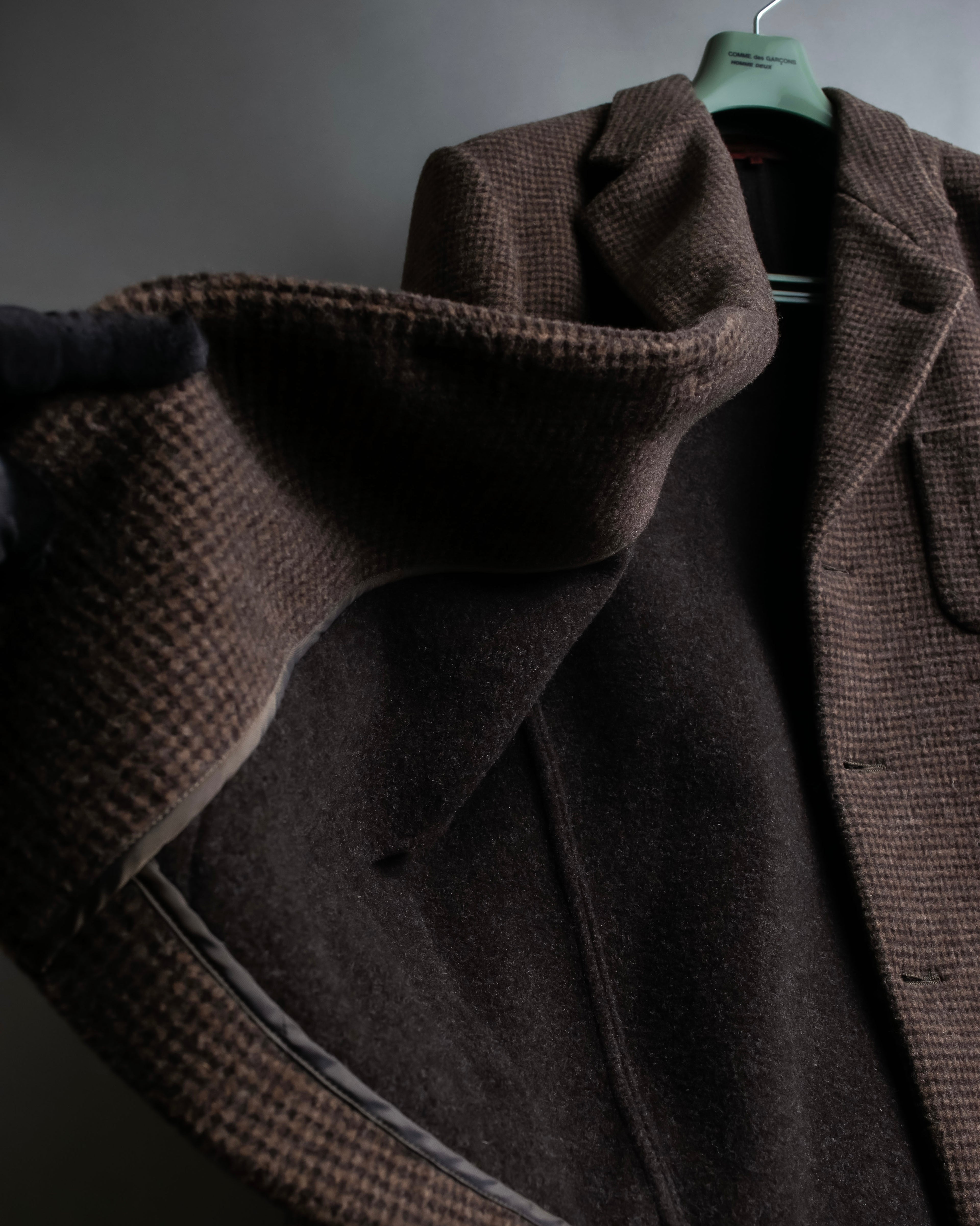 "COMME des GARCONS
HOMME DEUX" Brown checked pattern tailored jacket