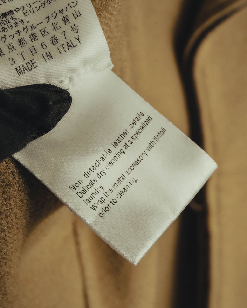 “GUCCI” 00’s-10’s Cashmere-blend leather-trimmed belted long coat