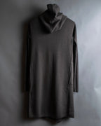 "Rick Owens" 12AW asymmetrical hooded knit cardigan