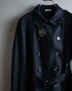 "MIU MIU" Crest brooch design belted trench coat