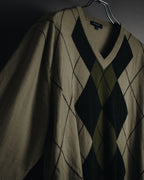 "BURBERRY" 00’s classic argyle v-neck wool knit