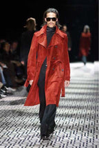 "GUCCI" 1990’s Tom Ford period deep red color suede long trench coat