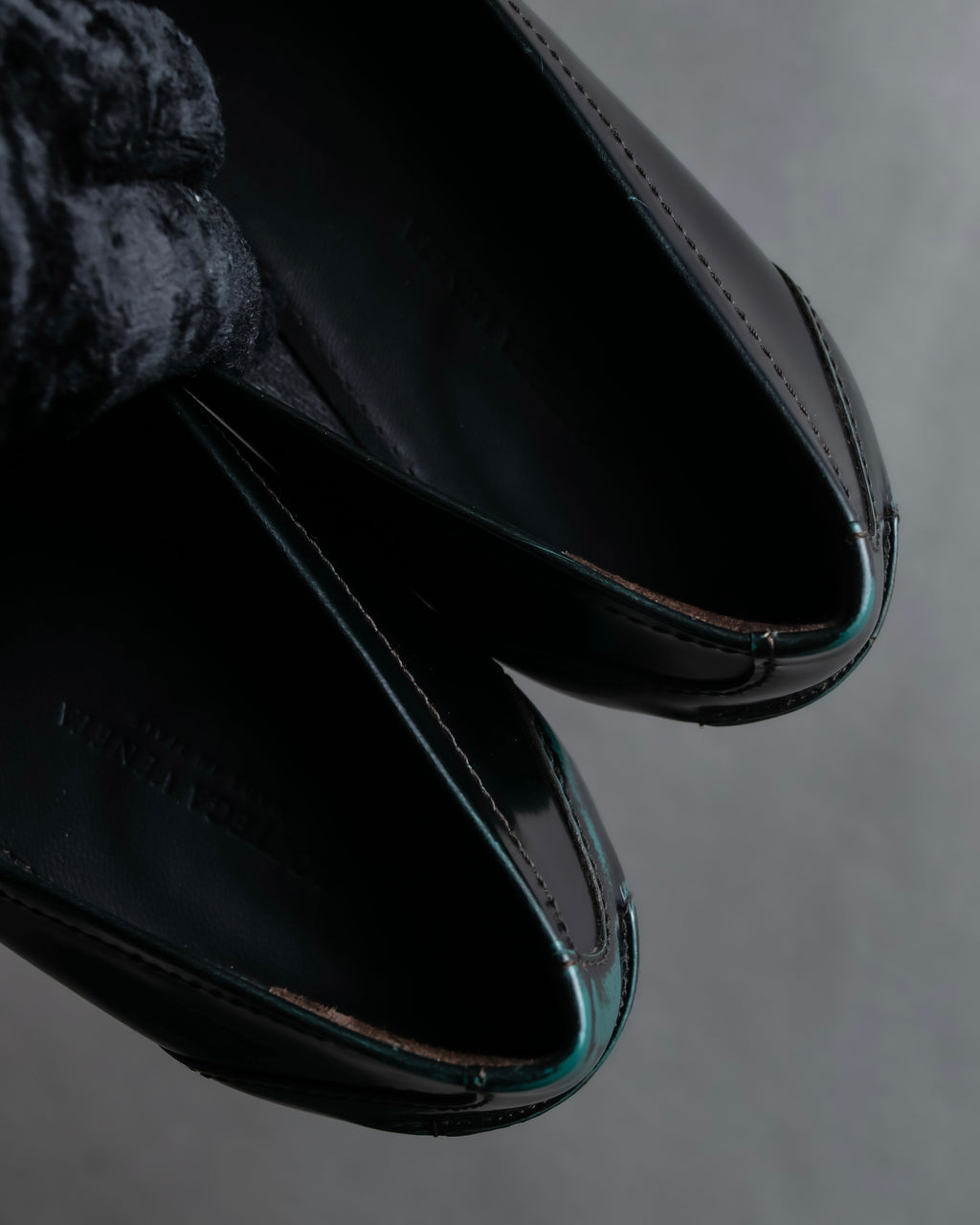 "BOTTEGA VENETA" Gradient emerald color leather loafers