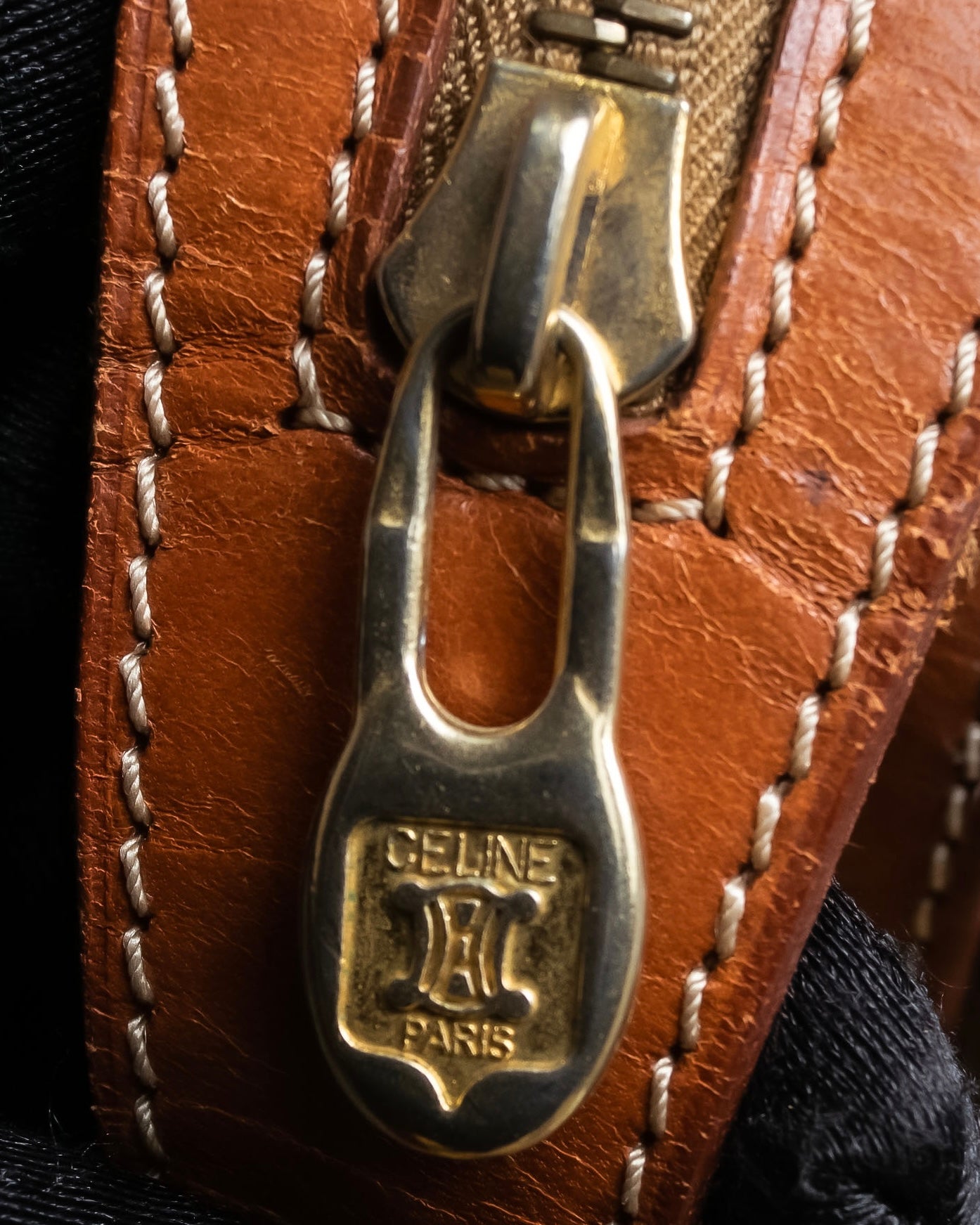 "CELINE" Macadam pattern leather combination boston bag