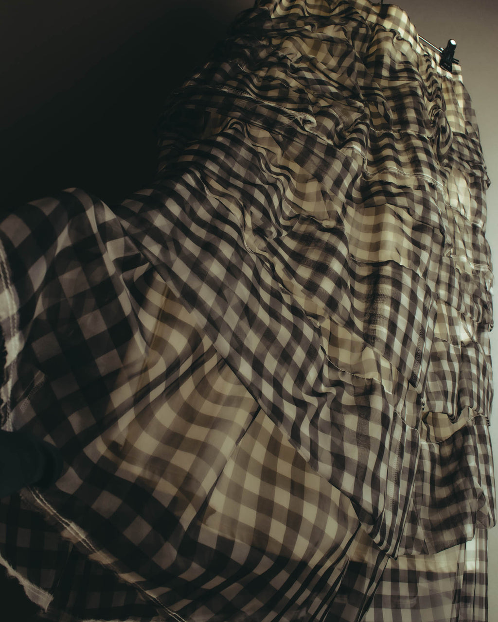 -SPECIAL- "tricot COMME des GARÇONS" 07SS Gingham check sheer tiered ruffle skirt