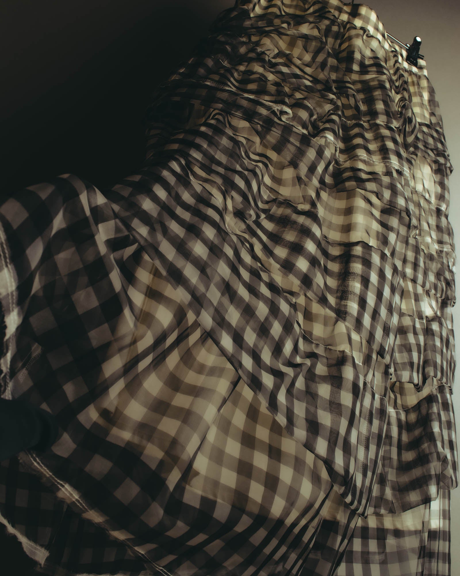 -SPECIAL- "tricot COMME des GARÇONS" 07SS Gingham check sheer tiered ruffle skirt