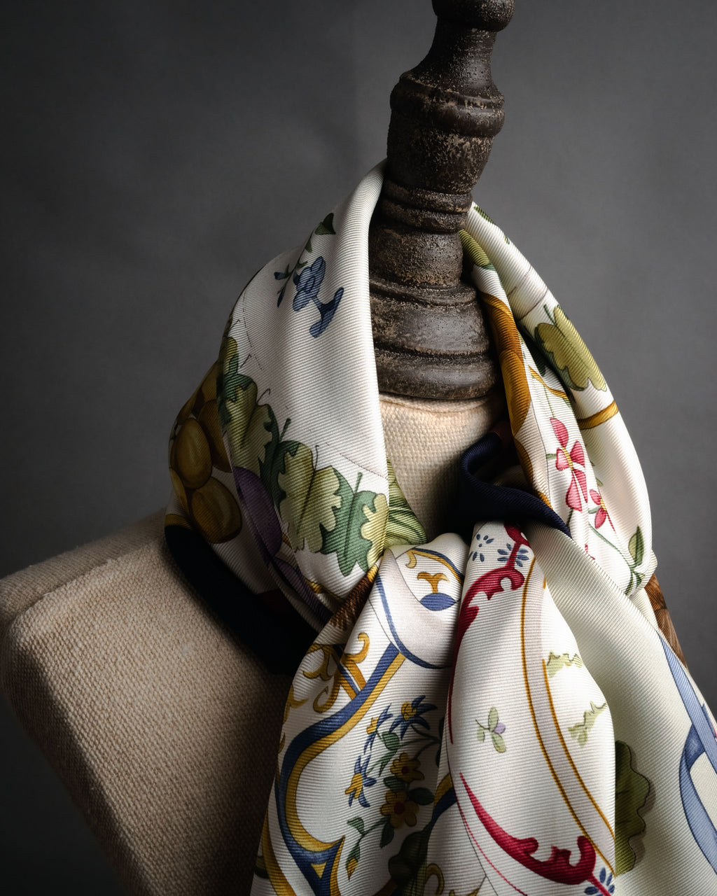 “Salvatore Ferragamo” 90’s Harvest still life silk scarf